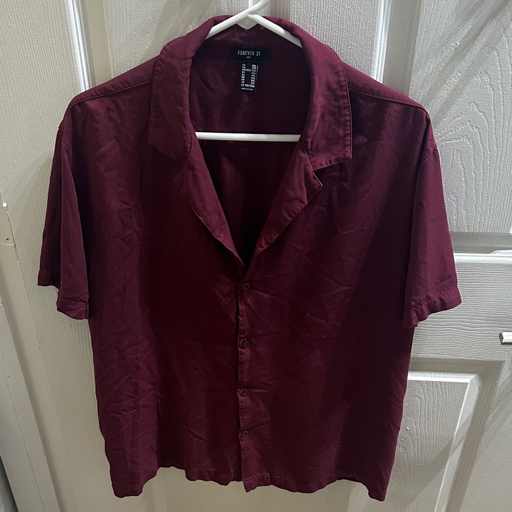 Forever 21 Men's Dark Red Casual Shirt